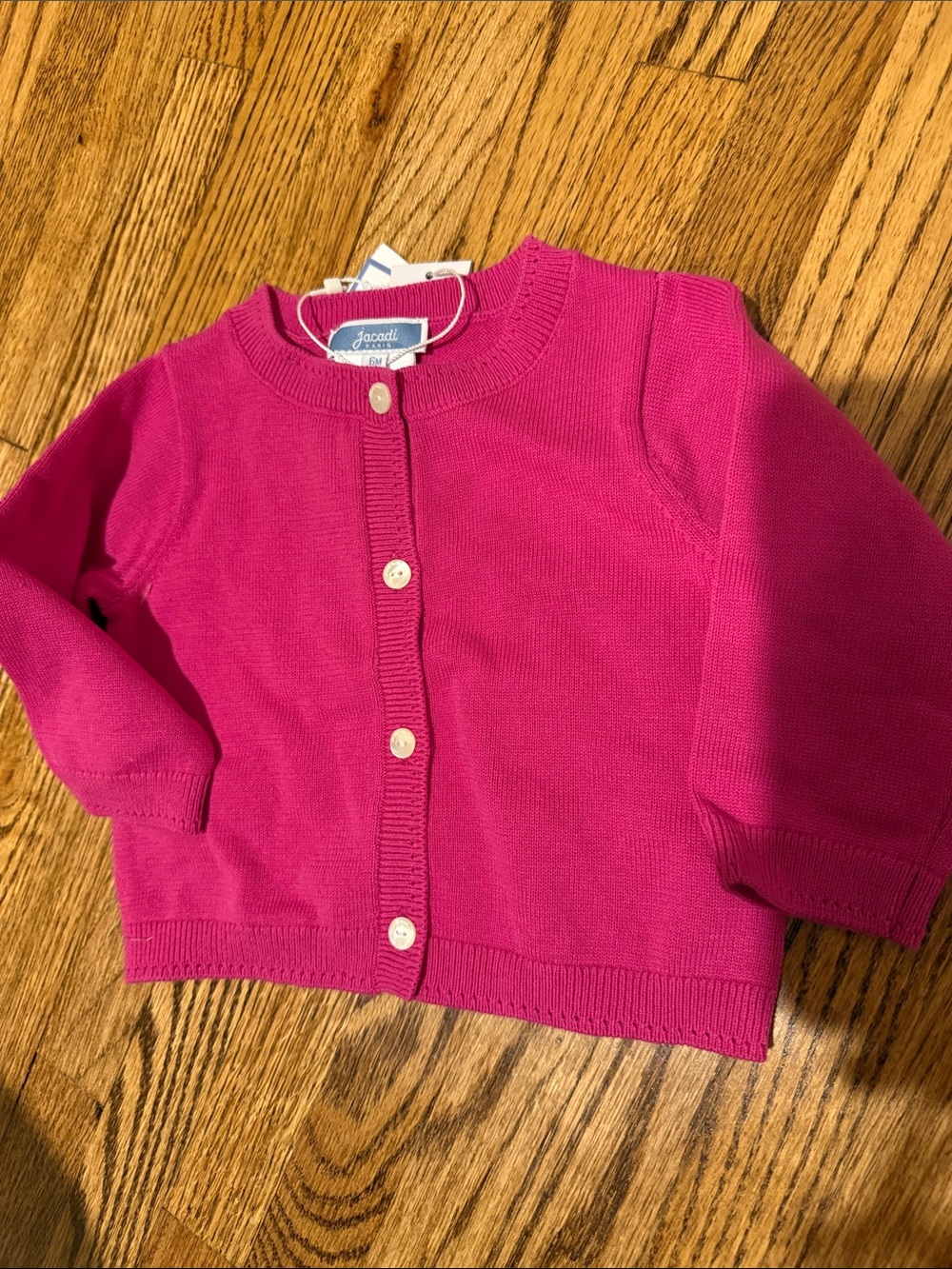 Jacadi Fuchsia Cotton Knit Cardigan